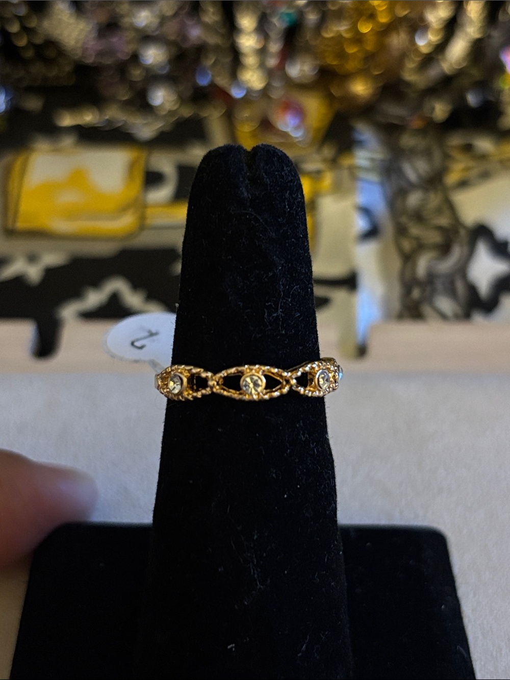 Gold Crystal Dainty Rose-gold Link Stackable Ring - Women Jewelry Size 7